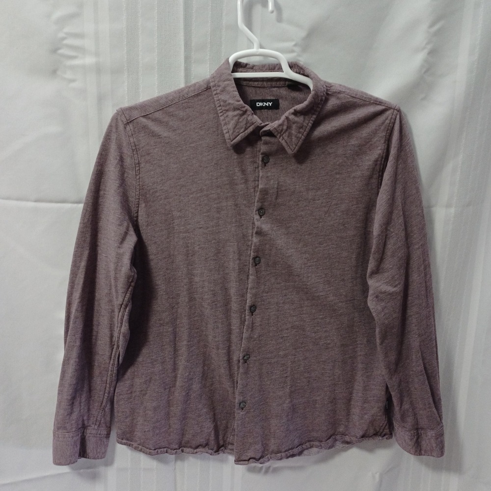DKNY Button Down Shirt Mens XL‎ Purple Heathered Long Sleeve 100% Cotton Casual